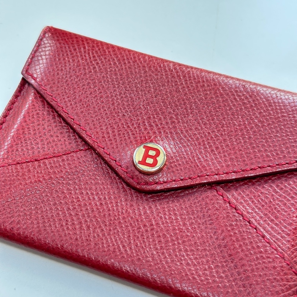 Bally Red Leather Coin Purse Card Holder